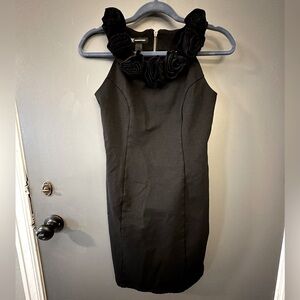 INC - Black Formal Sleeveless Dress with Rose Neckline